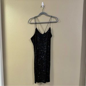 Black sparkly mini party dress